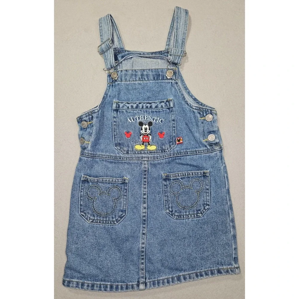Vintage Disney Mickey & Co Denim Overall Dress pinafore Jumper Blue Medium Wash